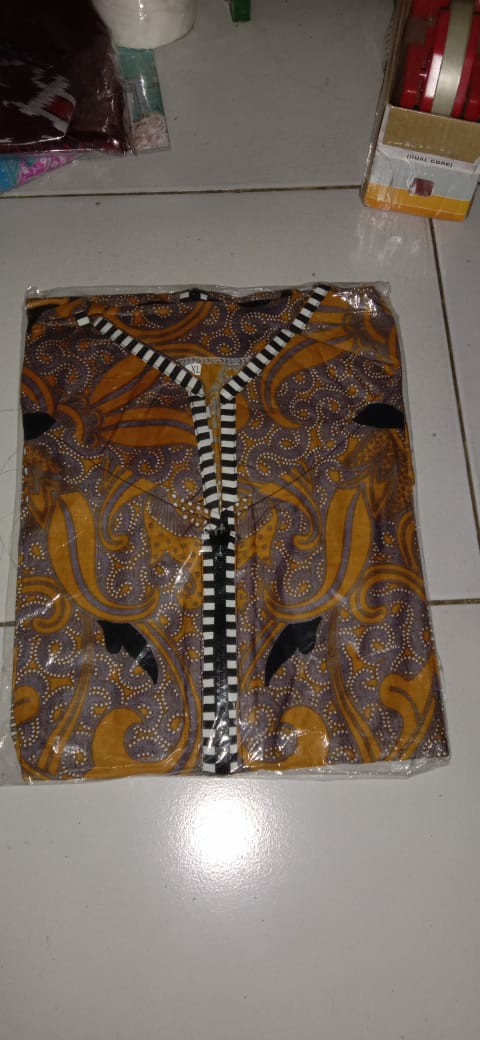 Atasan Blouse Batik Kerja Kasual Wanita Ziper Depan Termurah Terkini