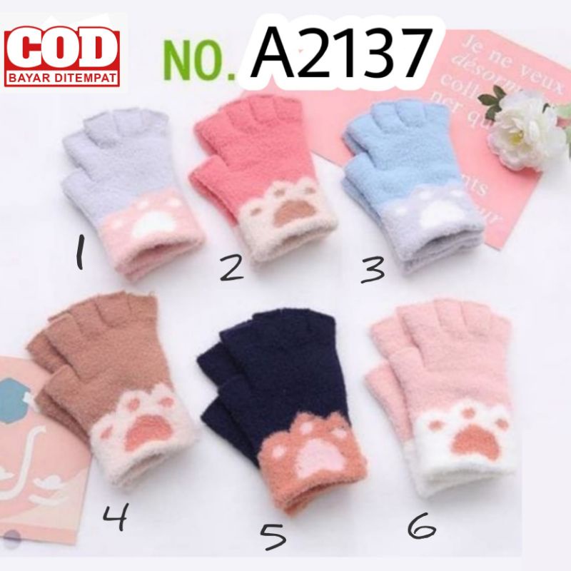 Sarung Tangan Wanita Dewasa Setengah Jari Bahan Halus A2137