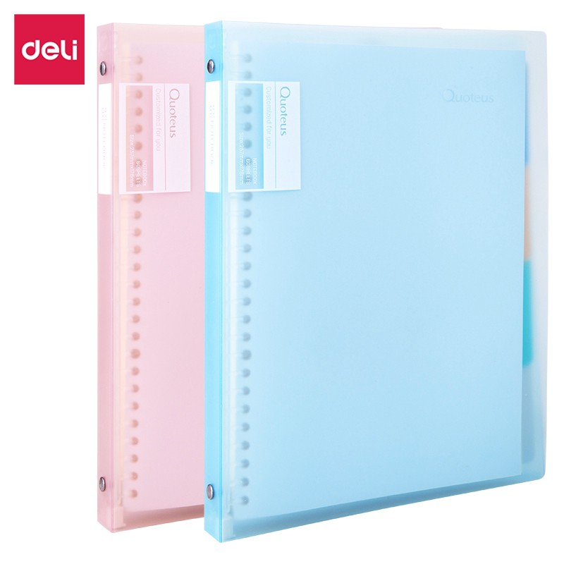 BINDER NOTE RING PLASTIK LOOSE LEAF B5 26 LUBANG DELI HB560 TRANSPARANT BAGUS LUCU