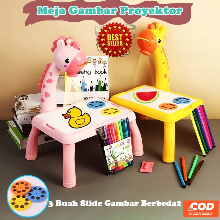 

(COD) Meja Menggambar Anak dengan Projector Berbagai Gambar Unik dan Menarik / Meja Gambar Proyektor
