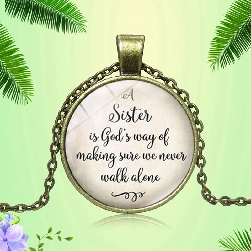 Fancyqube Kalung Tulisan Quotes A Sister Is God 's Way Of Maker We Never Walk Alone Untuk Hadiah Perhiasan