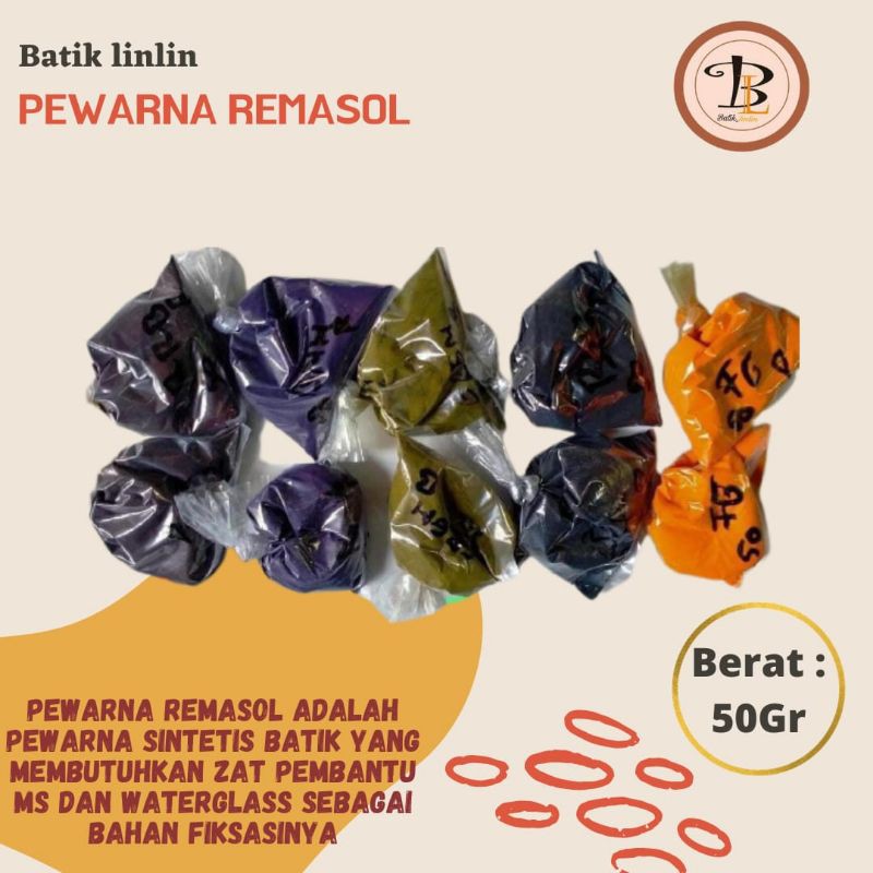 PEWARNA REMASOL 50gr UNTUK PEWARNA BATIK/ JUMPUTAN/PEWARNA TIEDYE