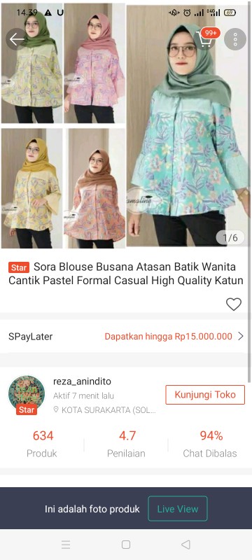 Sora Blouse Busana Atasan Batik Wanita Cantik Pastel Formal Casual High Quality Katun Pastel