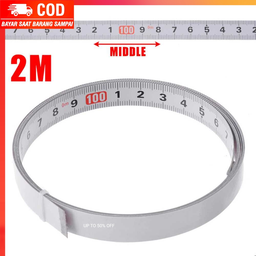 (100% BARANG ORI) Mayitr Meteran Adhesive Scale Bar Steel Ruler 2 Meter - M00