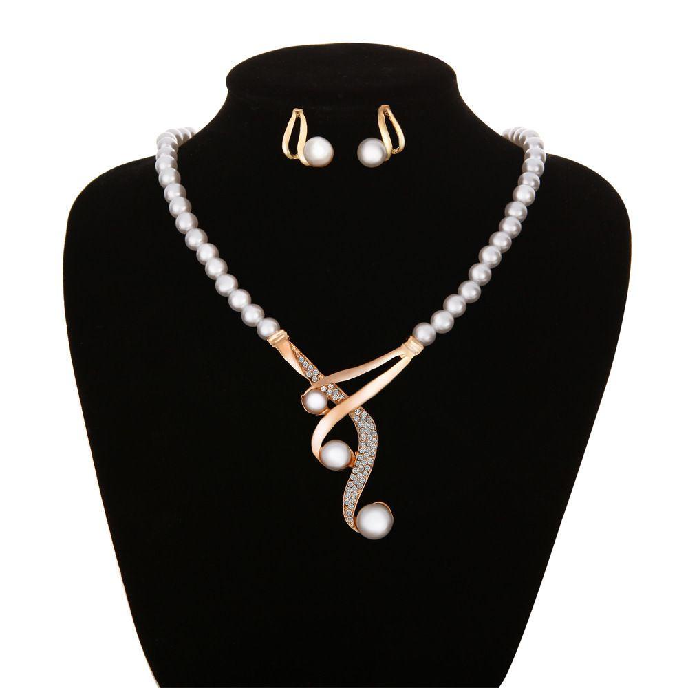 Lily Pearl Kalung Set Gadis Simulasi Mutiara Rantai Emas Necklace Chain