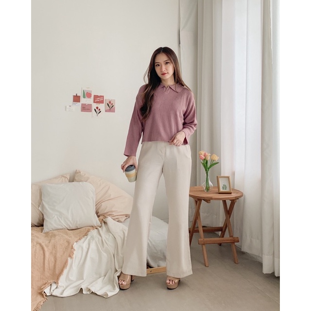 laura crop top | aeris polo knit crop | geani crop blouse