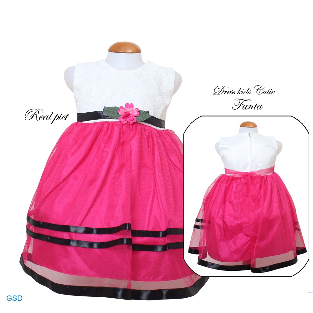 Dress Kids Cutie/Baju Terusan Casual Dress Brukat Anak 1-3thn Tanpa Lengan/Gaun Pesta Anak Murah