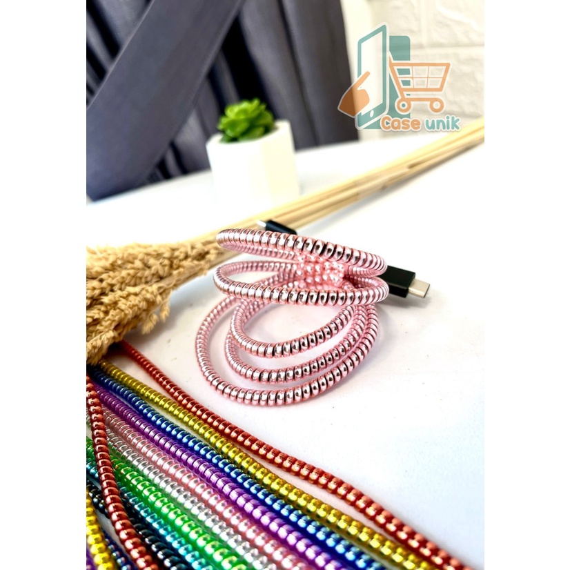 RT94 PELILIT KABEL SPIRAL WARNA METALIC PELINDUNG CABLE HP CHARGER UNIVERSAL CORD PROTECTOR SOLID COLOR GLOSSY CS3970