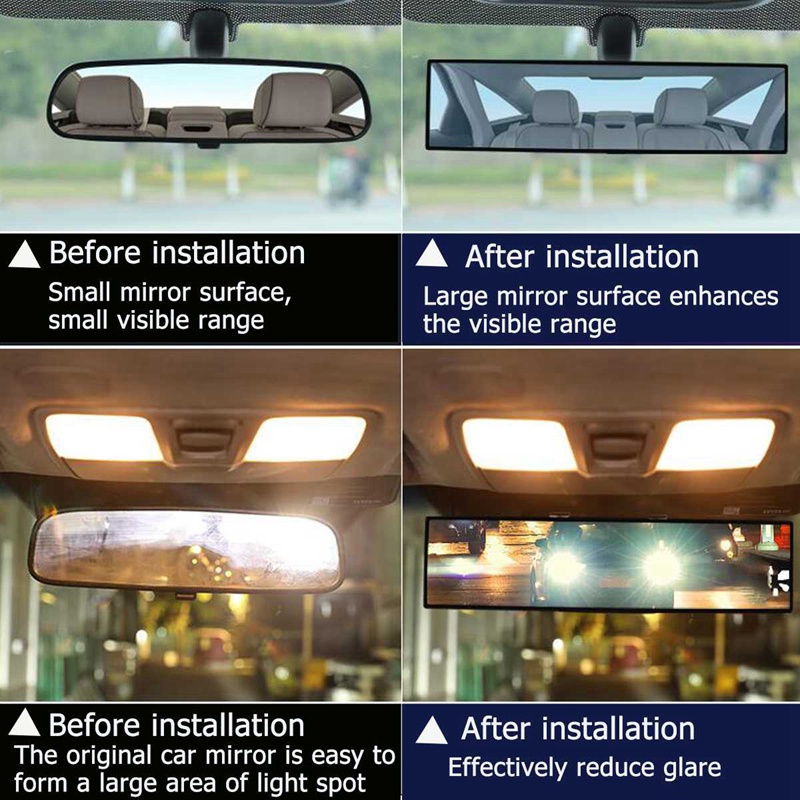 Universal Car Interior Mirror Wide Convex Anti-Glare Rearview Mirror Wide-Angle Surface Blue Rear View Mirror Clip On