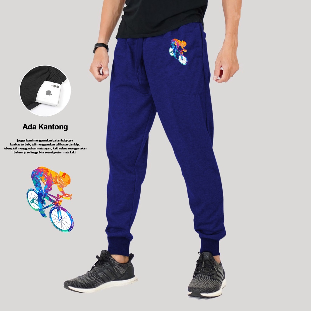 Lilipop.id Celana Joger Pria Gowes Sepeda Training Jogger Olahraga Pants Yoga Gym