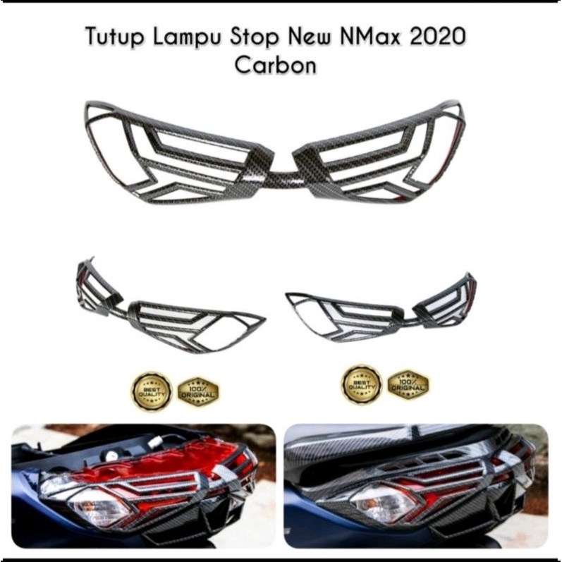 VARIASI COVER TUTUP LAMPU STOP BELAKANG CARBON NMAX NEW 2020 2021 MERK NEMO