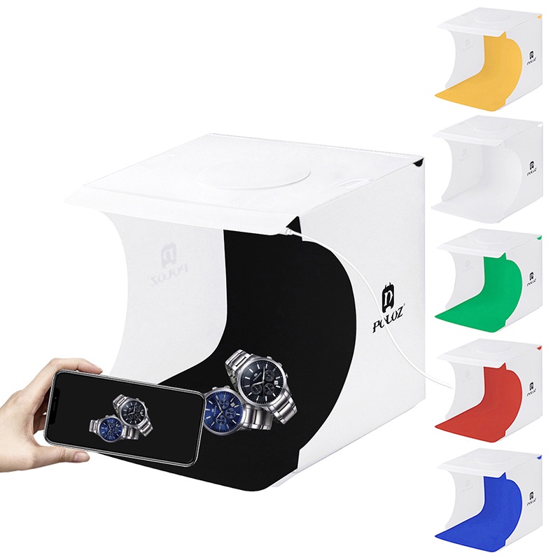 {LUCKID}Mini Folding Photography Studio Soft Box 2LED Lightbox Background Photo Kit