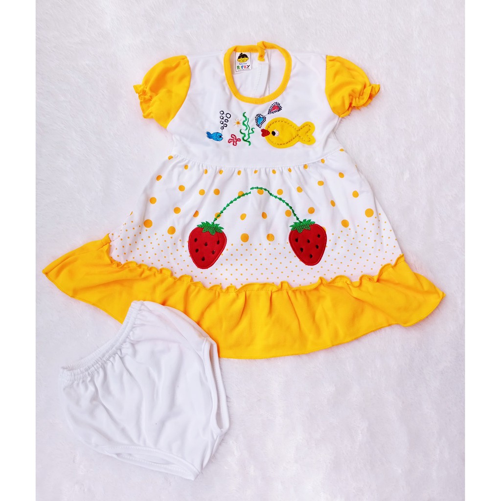 Setelan Baju Bayi Perempuan, Dress Anak Usia 3-18 Bulan, Lucu, Murah, Berkualitas