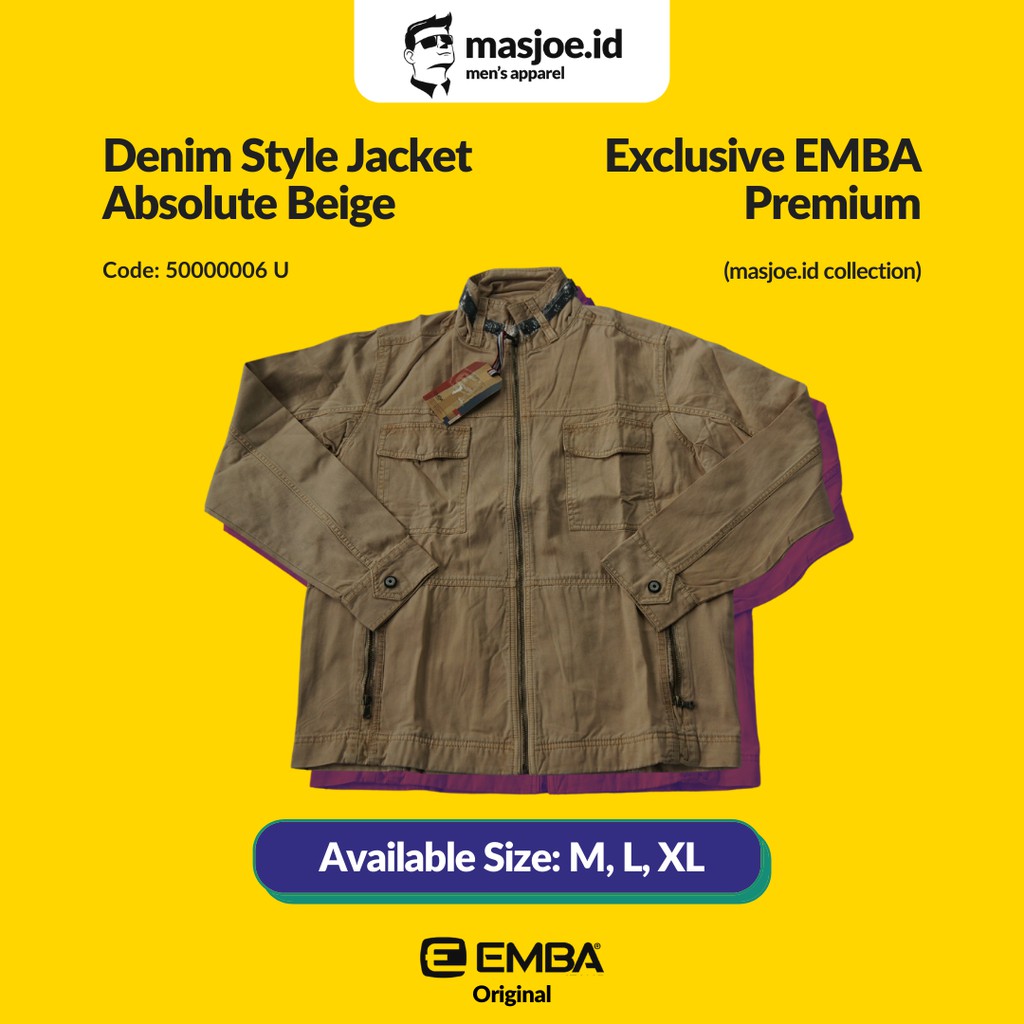 Jaket Jeans Denim Pria EMBA Original - Absolute Beige