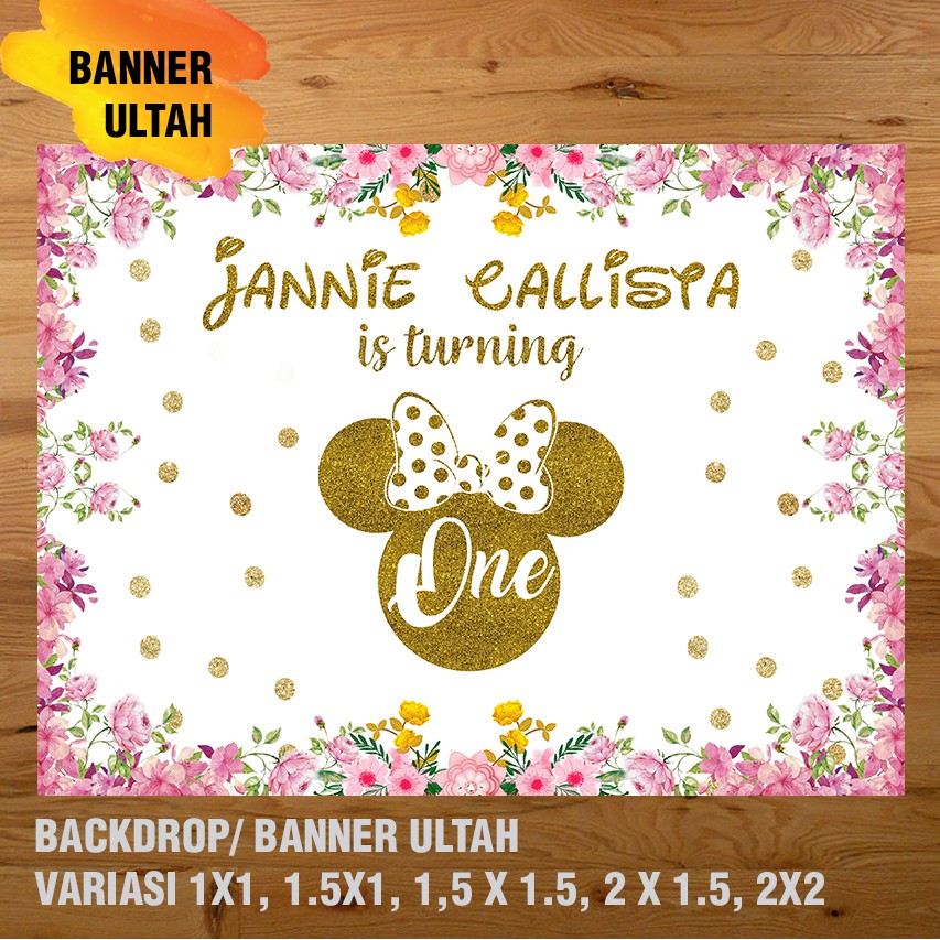 ExtraWrap (CCA) Mickey Mouse/ Minnie mouse BANNER/ BACKDROP/ SPANDUK ULANG TAHUN UL-TAH Gratis