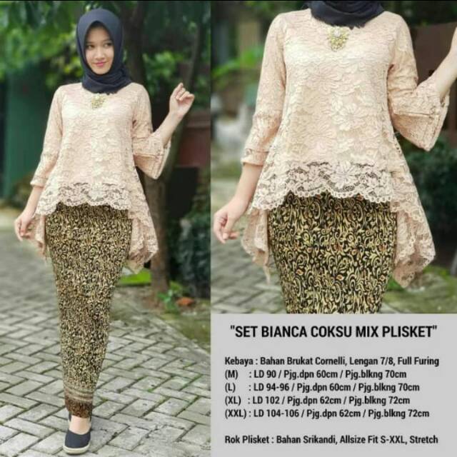 SET BIANCA COKSU MIX PLISKET/KEBAYA RINJANI COKSU/BAJU WISUDA/BAJU SERAGAM