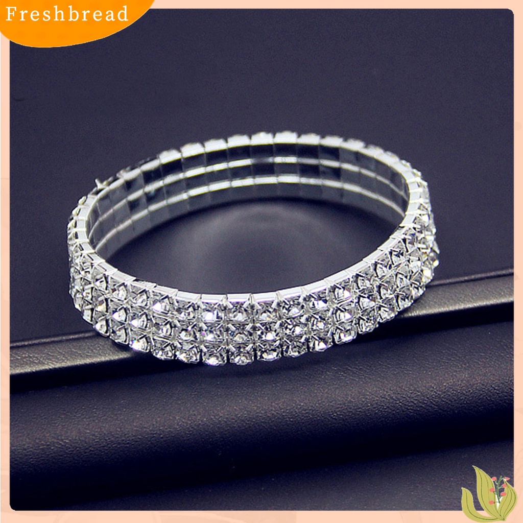 |Frebre Frebre| Gelang Tangan Berlian Imitasi Stretch Multi Baris Untuk Pengantin Wanita