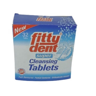 Fittydent Super Cleansing Tablet Pembersih Gigi Palsu Full Dentures Partial Dentures 1Box isi 32Tabs