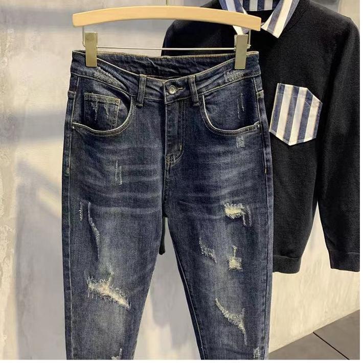 Sale Terbatas 【ootd】celana jeans pria celana panjang slimfit pria celana jeans pria sobek celana rip