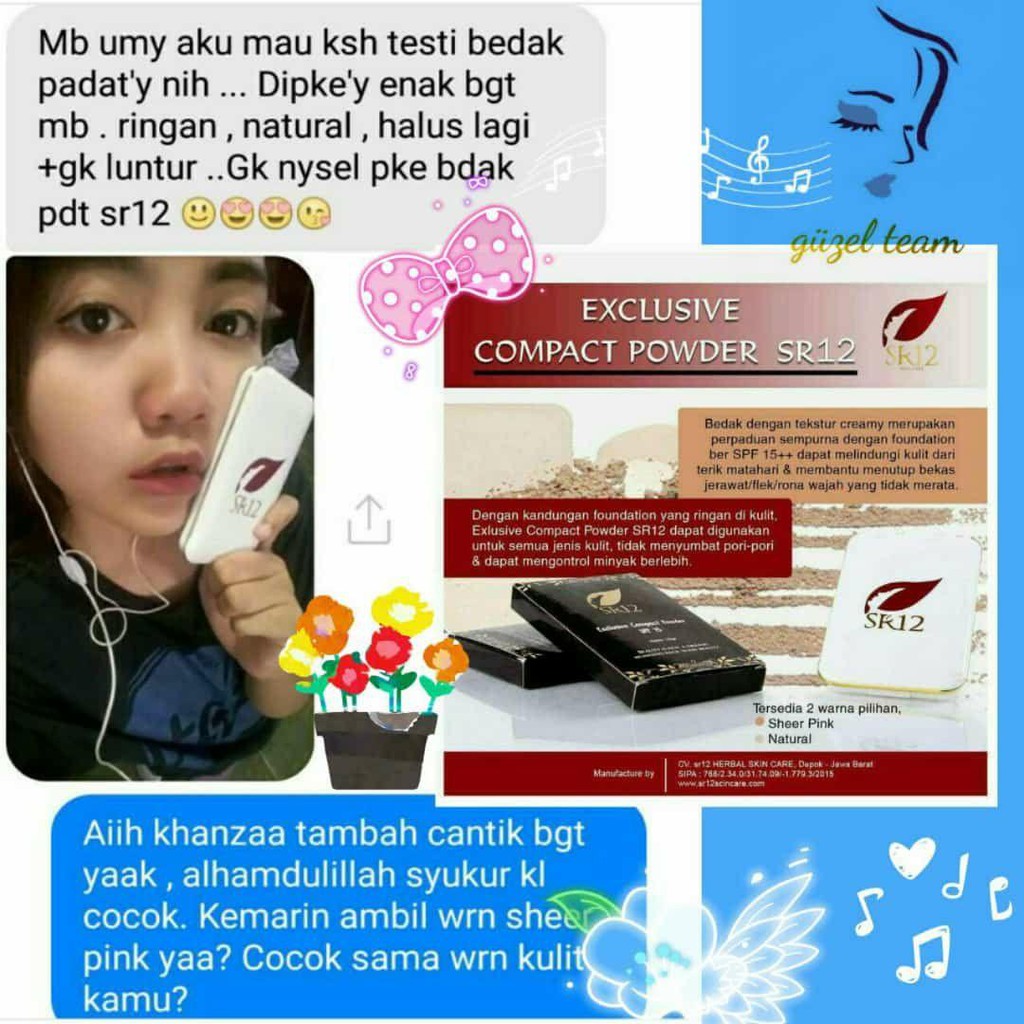 BEDAK NATURAL DAN PINK SR12 / BEDAK PADAT TAHAN LAMA / BEDAK ANTI LUNTUR / SPF MENGANDUNG FOUNDATION-7