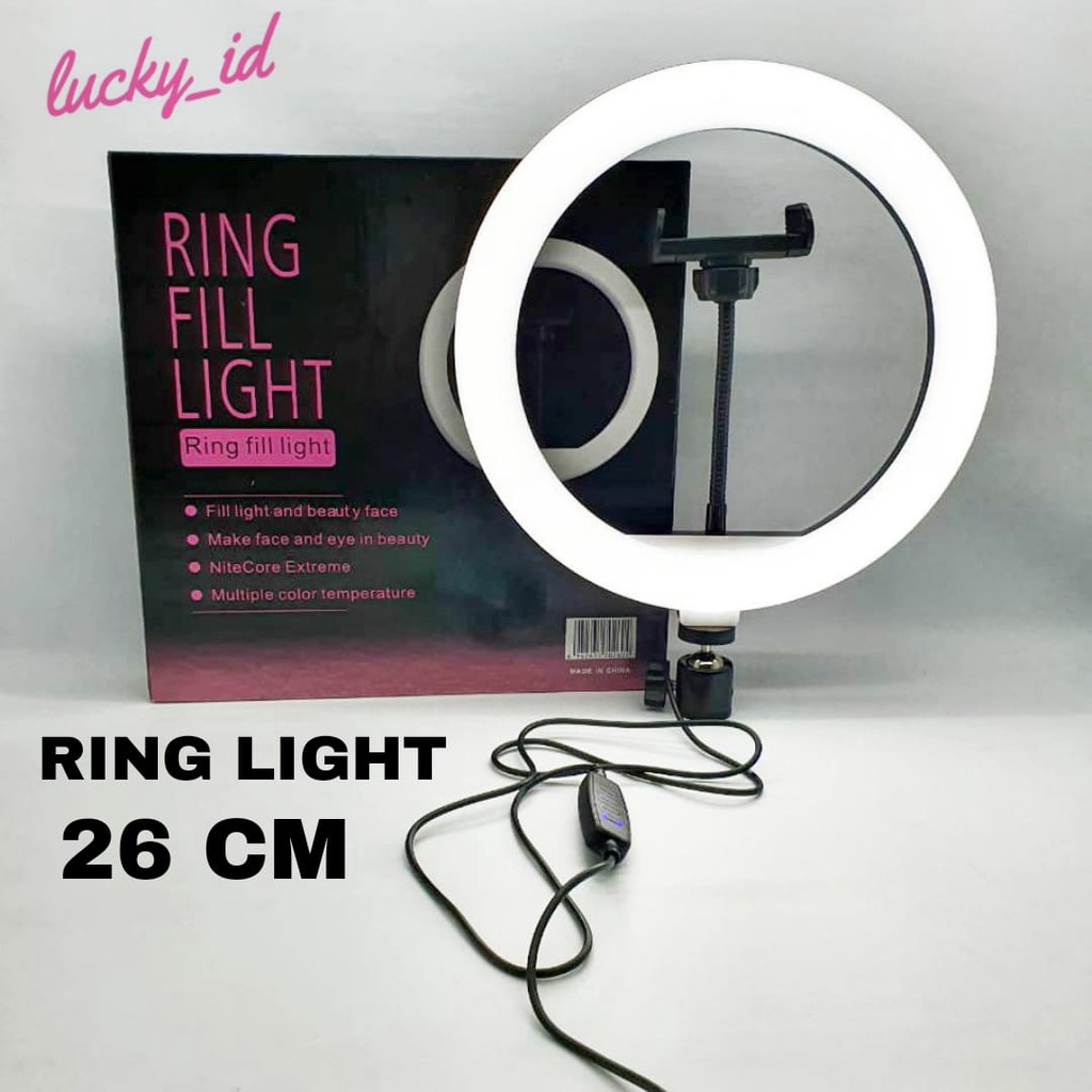 Ring Fill Light Lampu Selfie Studio Photo 26 cm With Phone Holder