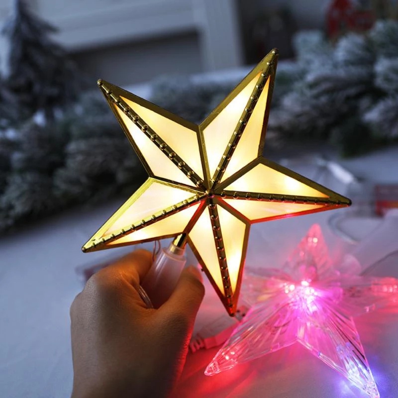 Lampu Pentagram Pohon Natal Tenaga Baterai Christmas Tree Hanging Ornaments Lights