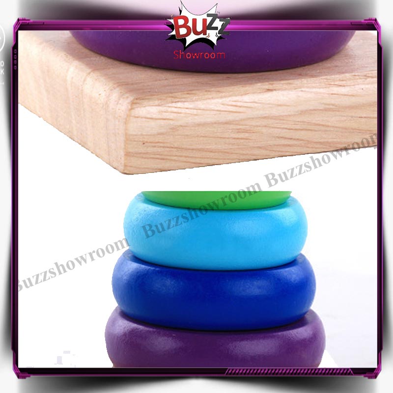 Rainbow Tower Ring Donat Pelangi Kayu Mainan Anak Bayi Montessori Wooden