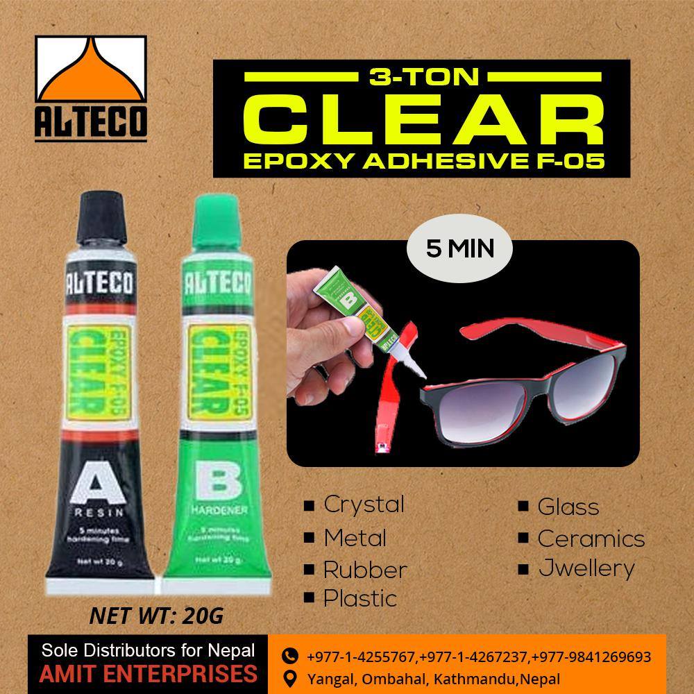 Lem Epoxy Bening Transparan Alteco Clear Epoxy Adhesive F-05 5 Menit Kering Merekat Kuat Tahan Air