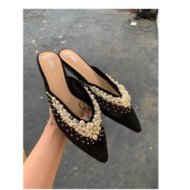 Zara 296 Bead Pearl Shoes Import murah Ori