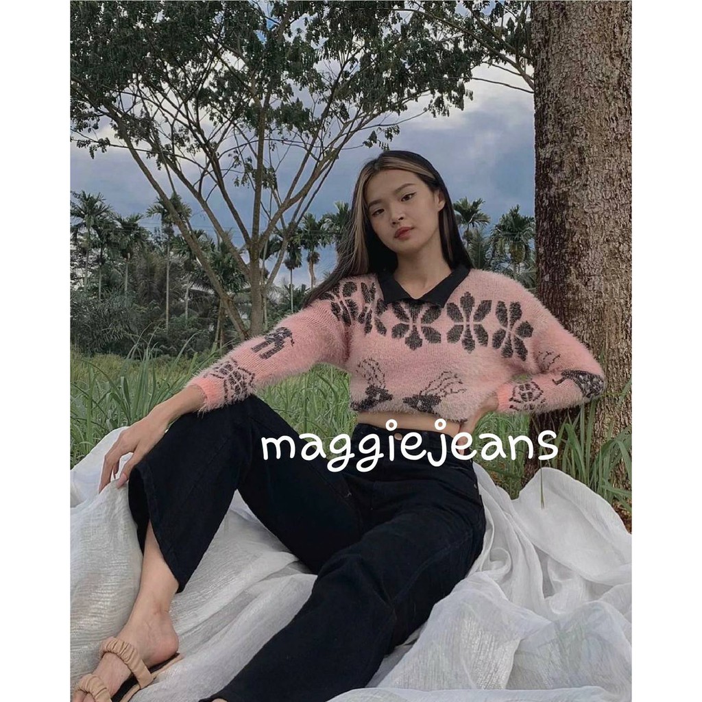 HITAM Boyfriend Highwaist Jeans Celana Wanita Cewek Murah Polos Bigsize Korean Style