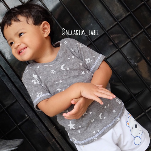 KAOS ANAK LAKI LAKI ADEM KAOS HARIAN BAHAN BABY TERRY MURAH MOON AND STAR