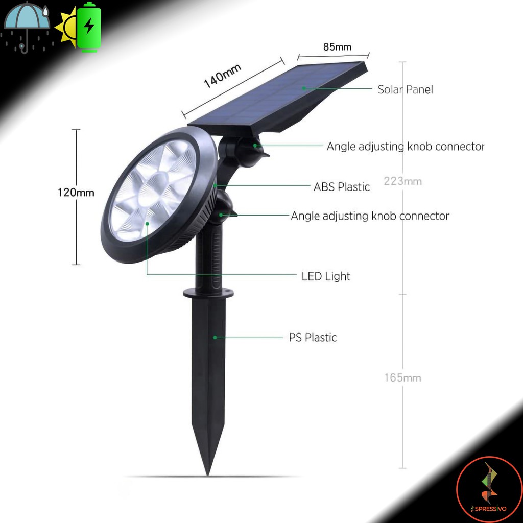 Lampu taman solar tancap 9 LED sorot tenaga surya sensor matahari