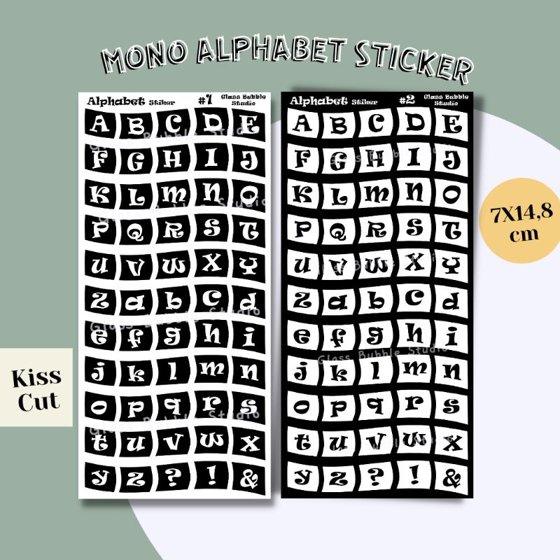 

Stiker huruf - stiket monokrom, stiker alphabet, stiker jurnal, stiker deco, stiker laptop