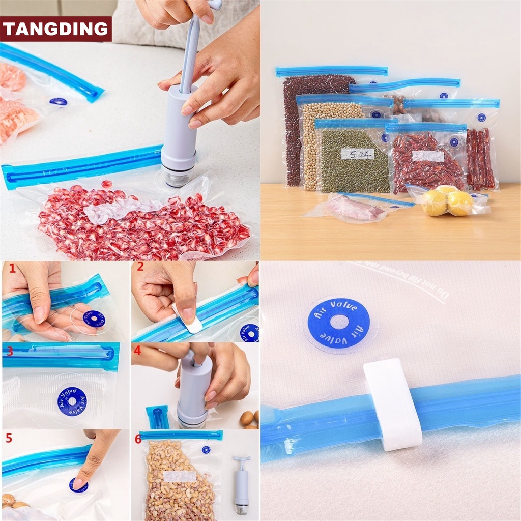 【COD Tangding】Can Reuse Food Vacuum Bag Kitchen Storage Air Vacuum Compressed Bag Organizer with Transparent Sealed Storage