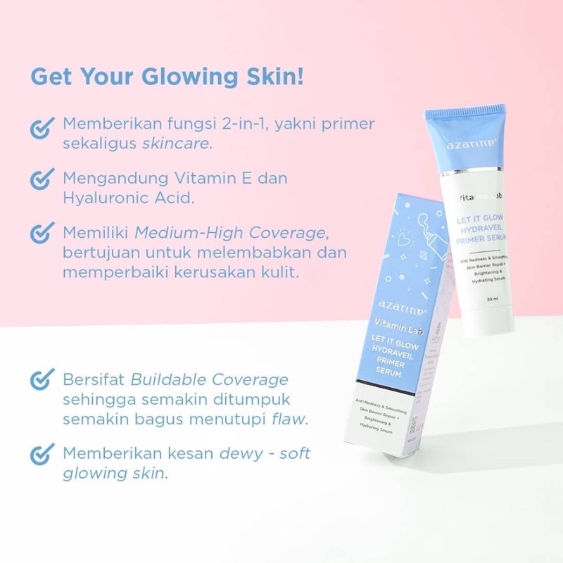 AZARINE Hydraveil Primer Serum Indonesia / Vitamin Lab Cleanser Toner Essence Lip Cream Mask Nail