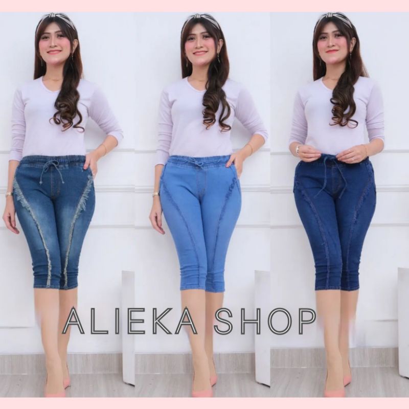 JEANS PINGGANG KARET. JEGGING 7/9. CELANA JEANS WANITA 31-34