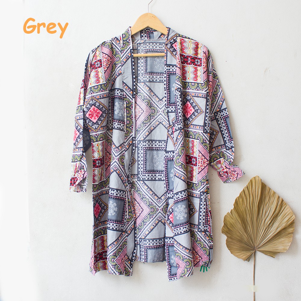 JakartaFashion - cardigan long bohemian kardigan pantai tribal BOHO etnic lengan panjang adem rustik