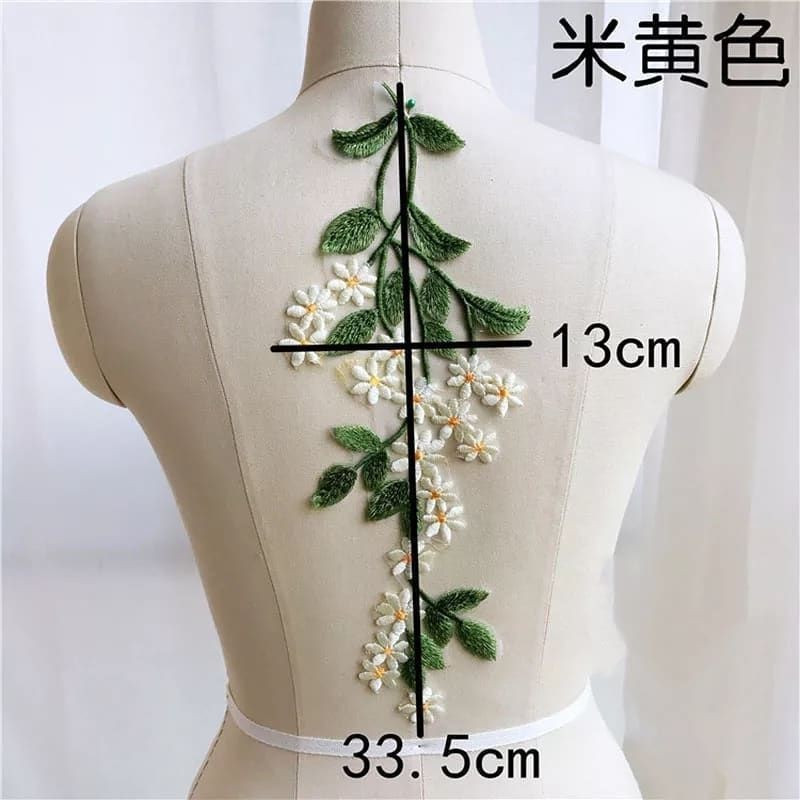 Embroidery Applique Leaf Jasmine, Aplikasi Bordir Daun Jasmine