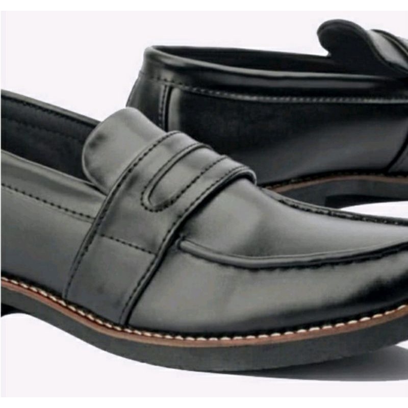 Sepatu Loafers Barack Big Size 43-47 /Pantofel Oxford size JUMBO Kulit Hitam / Slip On Sepatu Kerja BESAR Banget, 47
