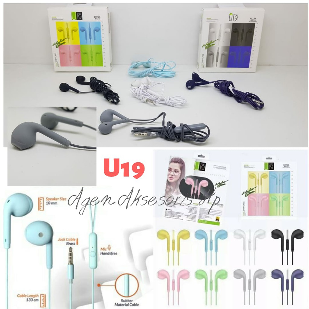 Headset U19/U39/U59/U69/U92 KABEL Macaron Matte Color Music Earphone HiFi Over Ear Extra Bass