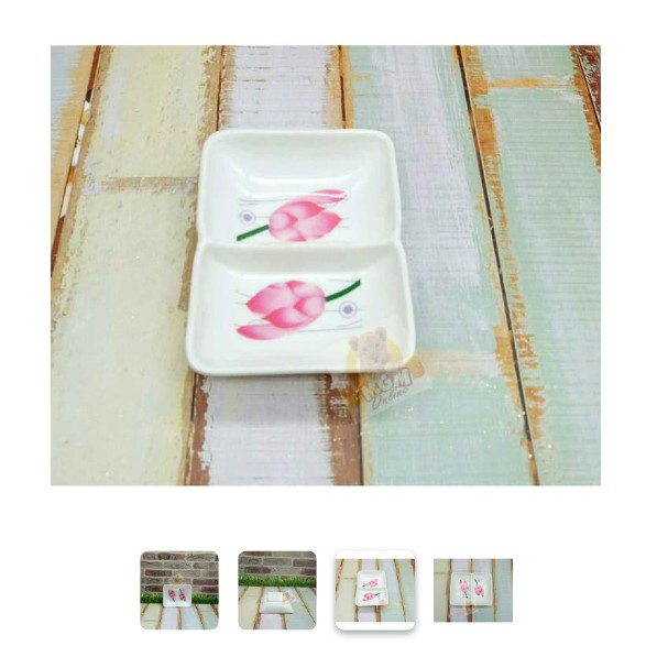 Tempat sambal Sekat 2 Melamine MOTIF - Tempat saos melamine sekat