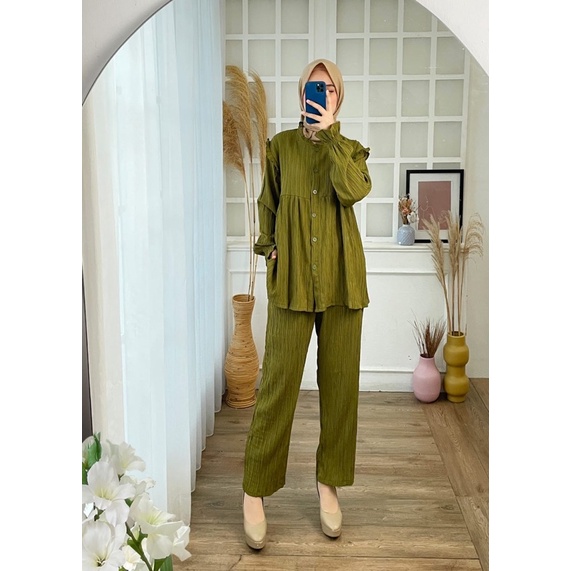 BRIANA LADYCRUSH SETCEL STELAN CRINKLE JUMBO XXL MURAH KANCING OOTD GROSIR