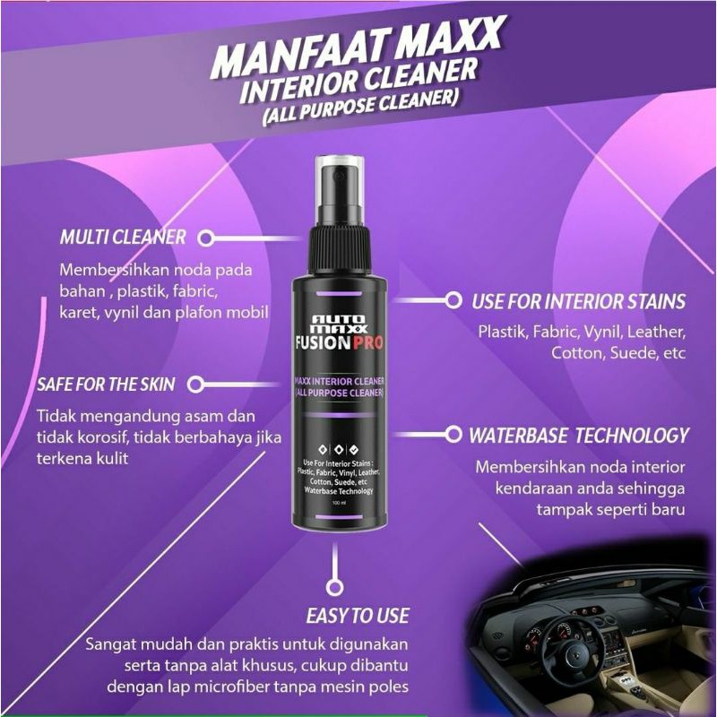 AUTO MAXX FUSHION PRO MAXX INTERIOR CLEANER PEMBERSIH NODA INTERIOR MOBIL INTERIOR POLISH CAR POLISH