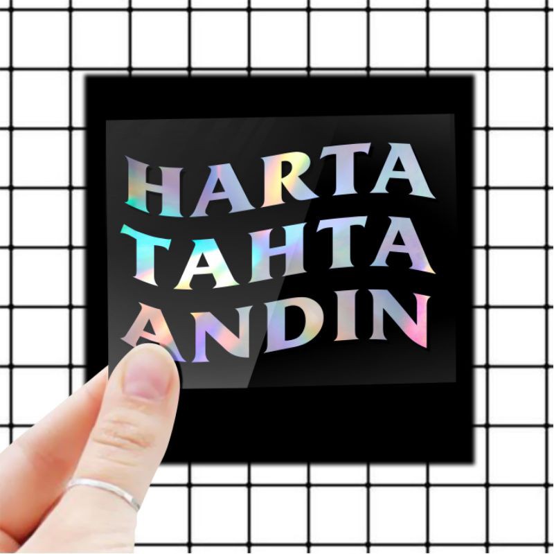 

Stiker Harta Tahta - Stiker Nama Hologram - Stiker Buat Jemput Pacar