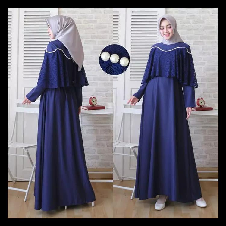 TERMURAH GAMIS WANITA PESTA PARTY TERBARU FASHION MUSLIMAH KEKINIAN TERMURAH - NAVY STOK TERBARU