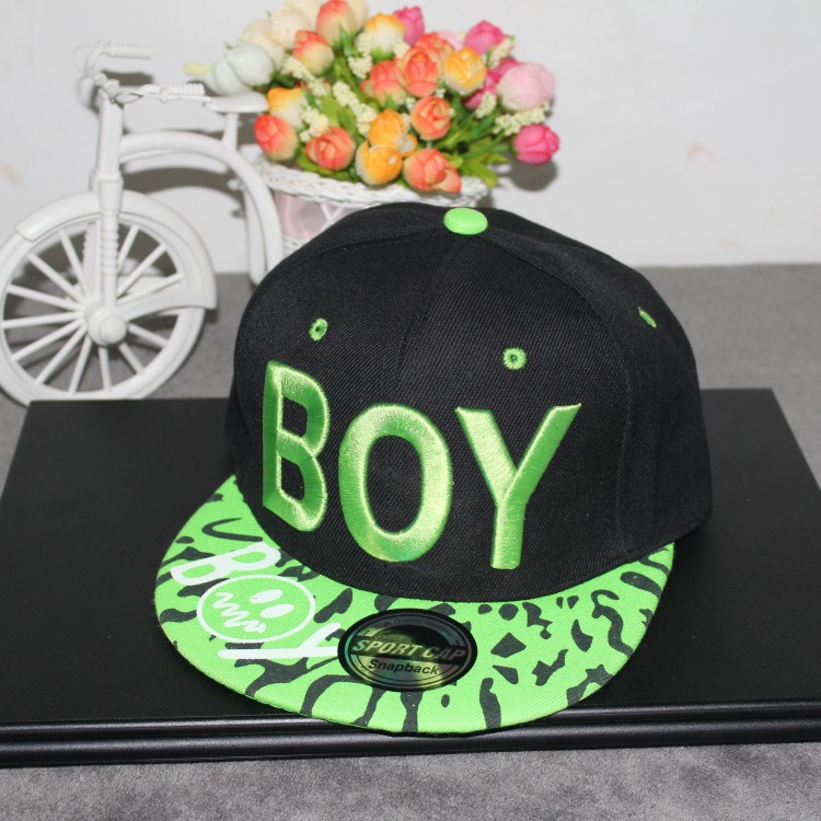 Topi Hip Hop Pinggiran Datar Motif Bordir Tulisan Untuk Anak Laki-Laki