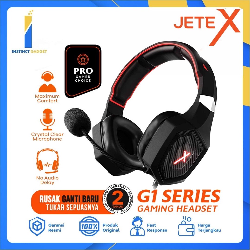 Headphone Gaming JETE X G1 with Noise Cancelling and LED Light