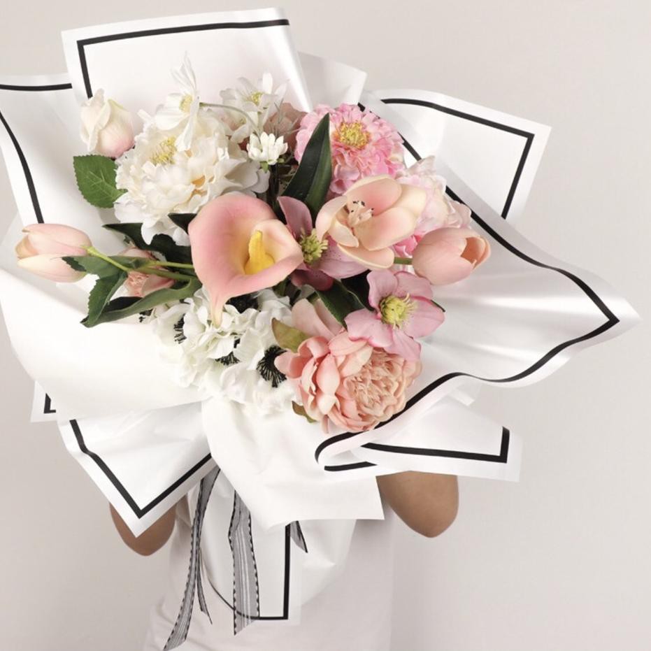 

[Terkeren Se-RI] [5 Lembar] Flower Wrap Monochrome / Cellophane - FWMA