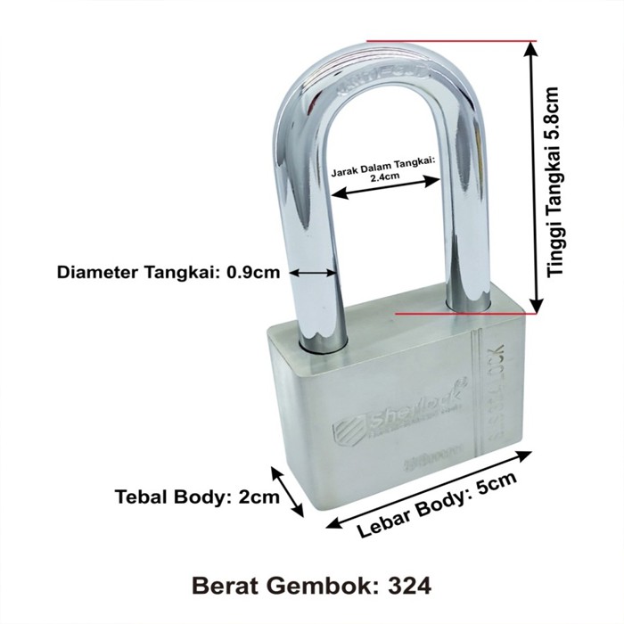 Sherlock Gembok ANTI RUST 50 mm Panjang Stainless Steel 304 Anti Karat