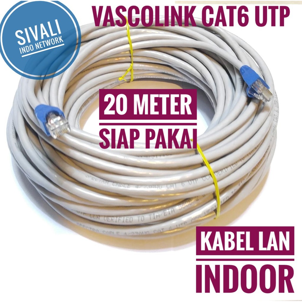 20 METER VASCOLINK KABEL LAN UTP CAT6 SIAP PAKAI